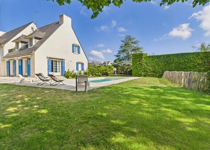 650m De La Mer-grande Maison Pour 10 Avec Piscine 펜션 프풀리귀앙